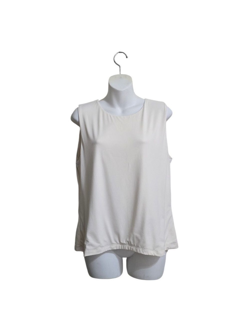 Tahari Modern Essentials Crew Neck Sleeveless Stretch Tank Top In Ivory Sz XL